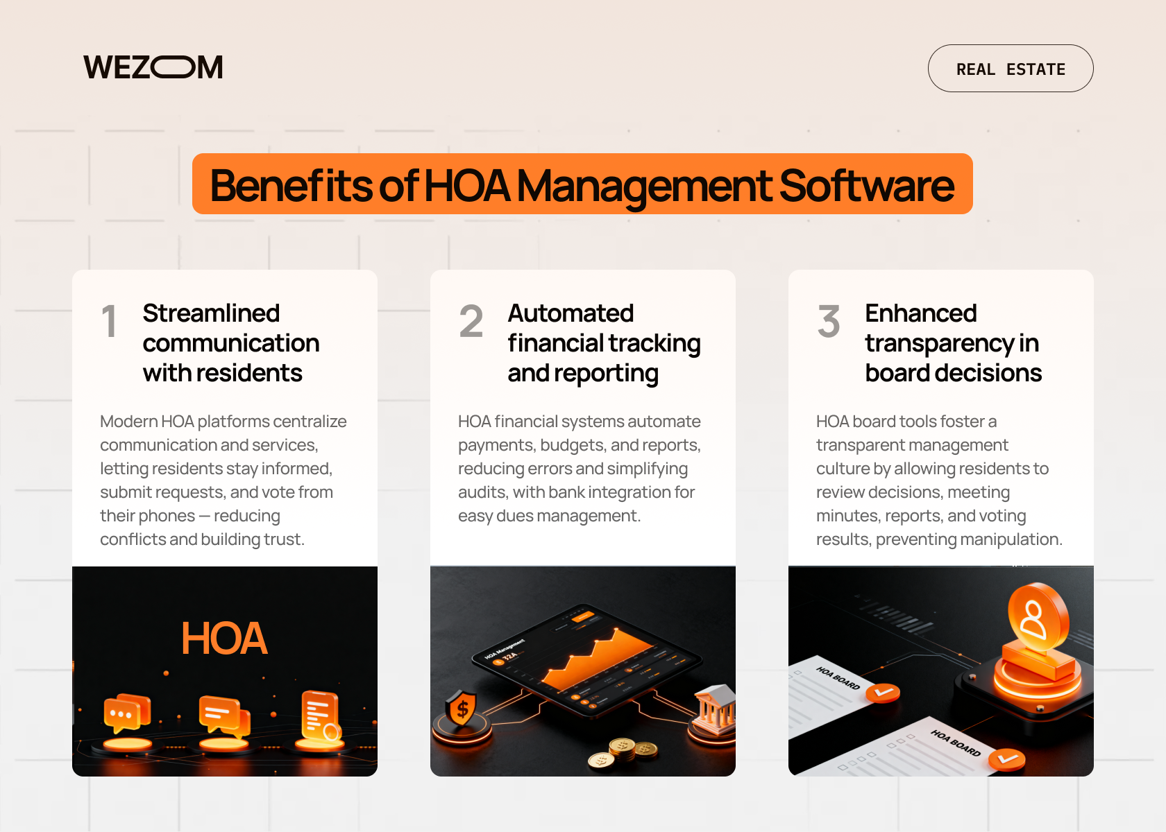Benefits of HOA management software including streamlined resident communication, automated financial tracking, and transparent board decisions through a digital HOA platform.